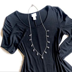 KENAR Black Scoop Neck Asymmetrical Hem Top S